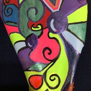 Hand painted cow bone. One of a kind!